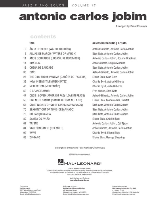 Antonio Carlos Jobim Jazz Piano Solos Series Volume 17 爵士音樂鋼琴 獨奏 | 小雅音樂 Hsiaoya Music