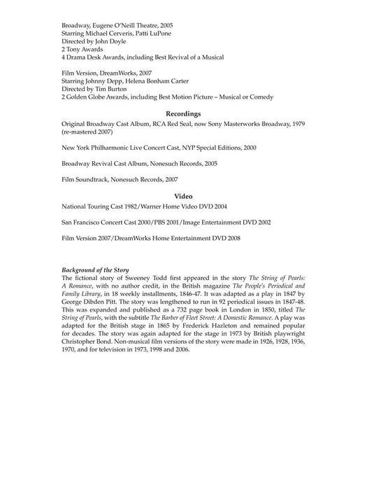 Sweeney Todd - Revised Edition Vocal Selections | 小雅音樂 Hsiaoya Music