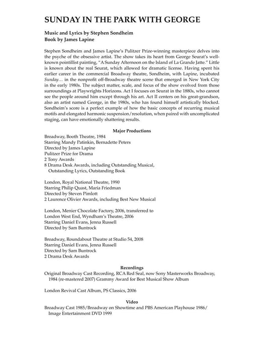 Sunday in the Park with George - Revised Edition Vocal Selections | 小雅音樂 Hsiaoya Music