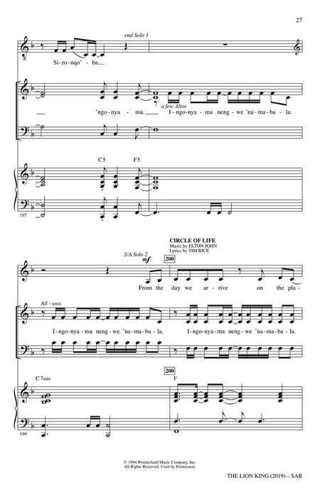 The Lion King (2019) (Choral Highlights) 合唱 | 小雅音樂 Hsiaoya Music