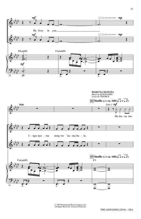 The Lion King (2019) (Choral Highlights) 合唱 | 小雅音樂 Hsiaoya Music