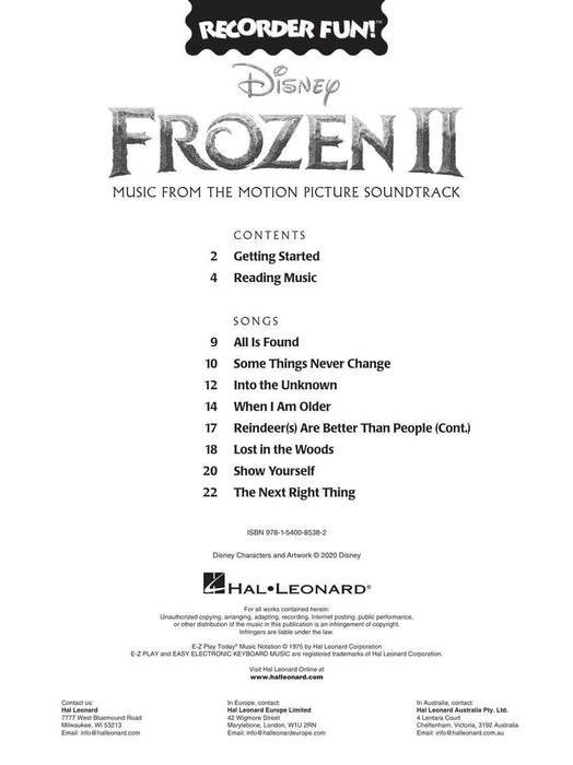 Frozen 2 - Recorder Fun! Music from the Motion Picture Soundtrack | 小雅音樂 Hsiaoya Music