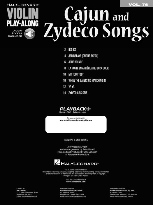 Cajun & Zydeco Songs Violin Play-Along Volume 76 小提琴 | 小雅音樂 Hsiaoya Music