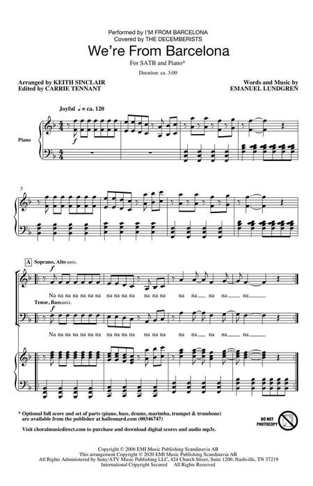 We're from Barcelona Carrie Tennant Choral Series 合唱 | 小雅音樂 Hsiaoya Music