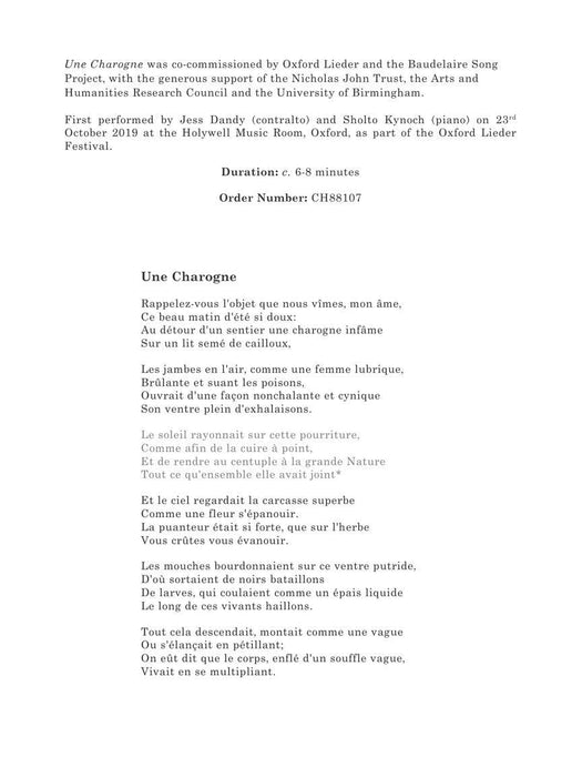 Une Charogne for Contralto and Piano 鋼琴 | 小雅音樂 Hsiaoya Music