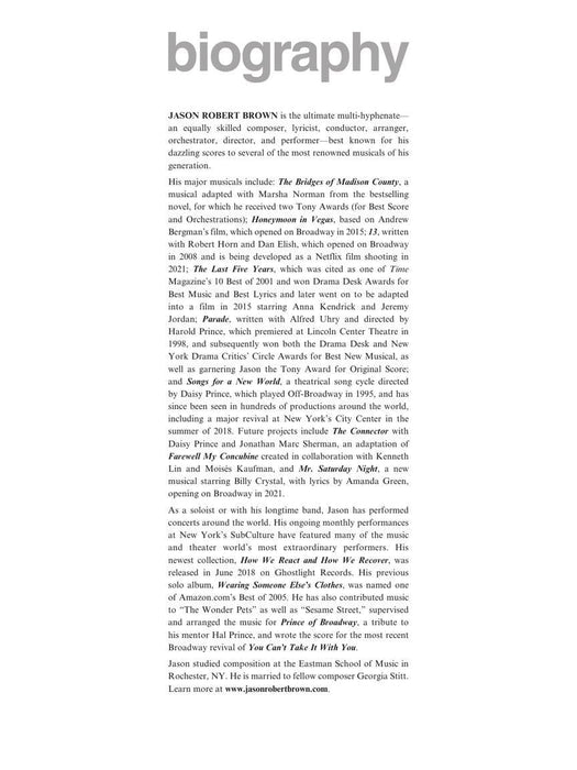 Jason Robert Brown Collection - Volume 2 24 Selections from Shows and Albums | 小雅音樂 Hsiaoya Music