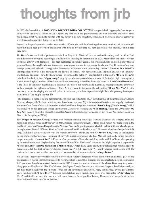 Jason Robert Brown Collection - Volume 2 24 Selections from Shows and Albums | 小雅音樂 Hsiaoya Music