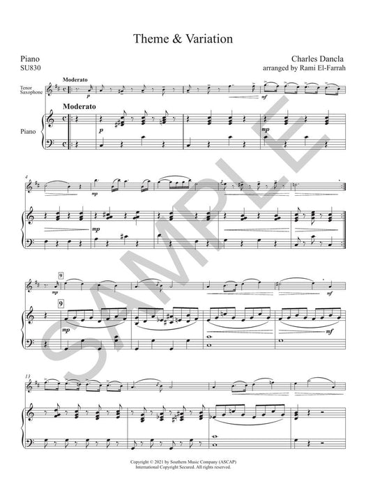 Theme and Variations for Tenor Saxophone and Piano 丹克拉 薩氏管 主題變奏曲 薩氏管鋼琴 變奏曲 | 小雅音樂 Hsiaoya Music