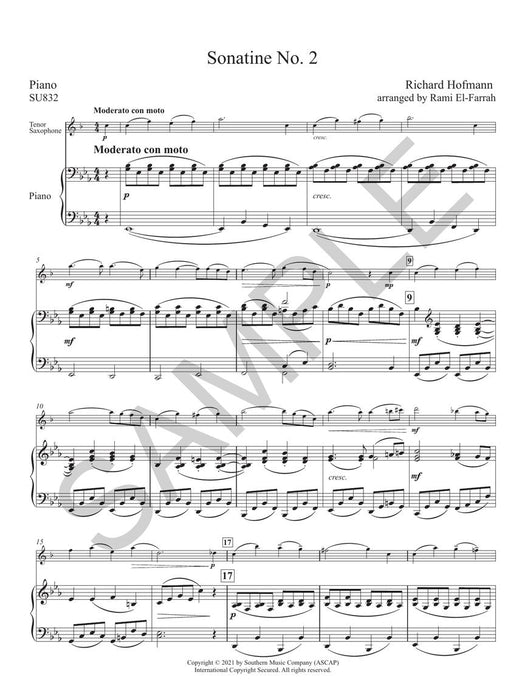 Sonatine No. 2 21st Century Saxophone Series for Tenor Saxophone and Piano 薩氏管鋼琴 | 小雅音樂 Hsiaoya Music