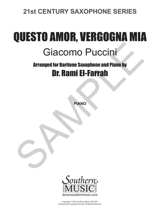 Questo Amor Vergogna Mia for Baritone Saxophone and Piano 浦契尼 薩氏管鋼琴 | 小雅音樂 Hsiaoya Music