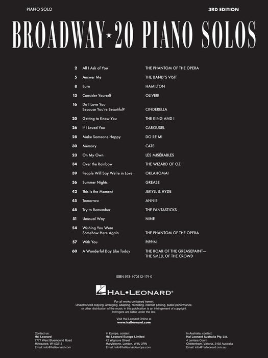 Broadway - 20 Piano Solos 3rd Edition 百老匯 鋼琴 獨奏 | 小雅音樂 Hsiaoya Music