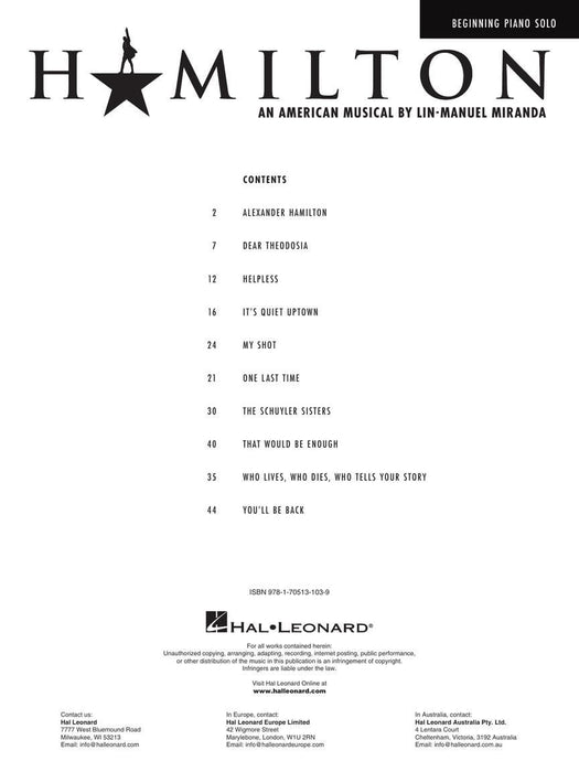 Hamilton - Beginning Piano Solo 鋼琴 獨奏 | 小雅音樂 Hsiaoya Music