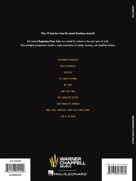 Hamilton - Beginning Piano Solo 鋼琴 獨奏 | 小雅音樂 Hsiaoya Music