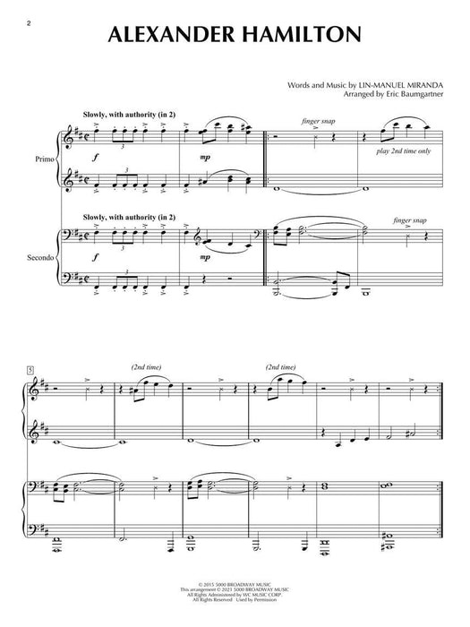 Hamilton for Piano Duet Intermediate-Level Arrangements for 1 Piano, 4 Hands 四手聯彈 鋼琴 | 小雅音樂 Hsiaoya Music