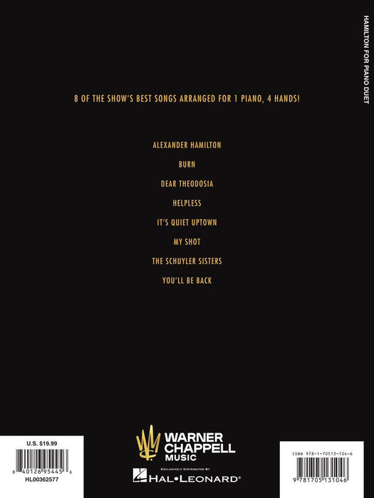 Hamilton for Piano Duet Intermediate-Level Arrangements for 1 Piano, 4 Hands 四手聯彈 鋼琴 | 小雅音樂 Hsiaoya Music