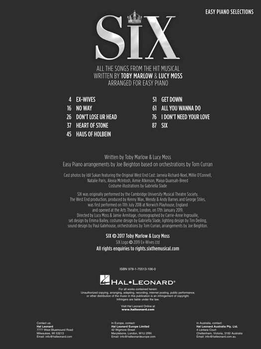 Six: The Musical Easy Piano Selections 鋼琴 | 小雅音樂 Hsiaoya Music