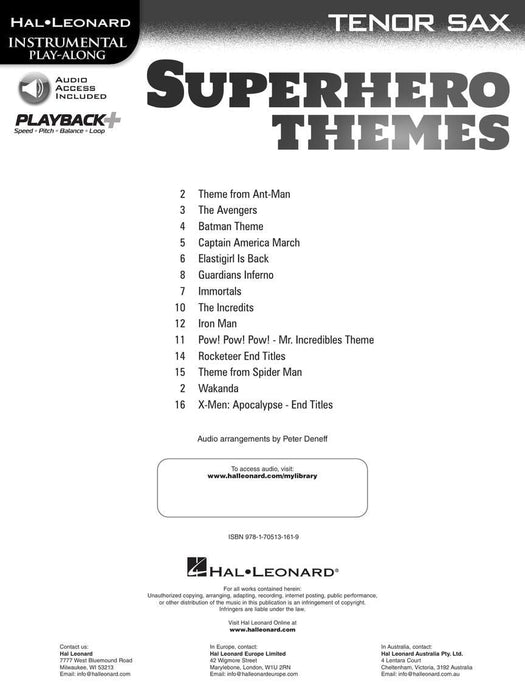 Superhero Themes Instrumental Play-Along for Tenor Sax | 小雅音樂 Hsiaoya Music