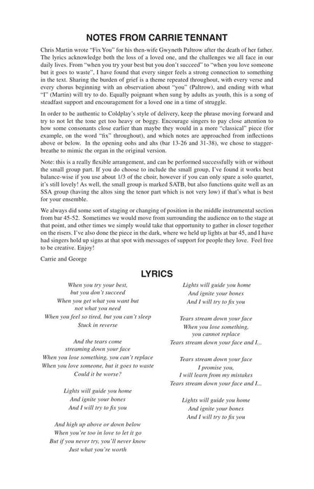 Fix You Carrie Tennant Choral Series 合唱 | 小雅音樂 Hsiaoya Music