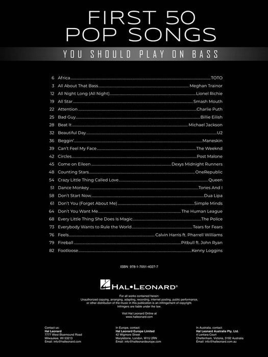 First 50 Pop Songs You Should Play on Bass 流行音樂 歌 | 小雅音樂 Hsiaoya Music