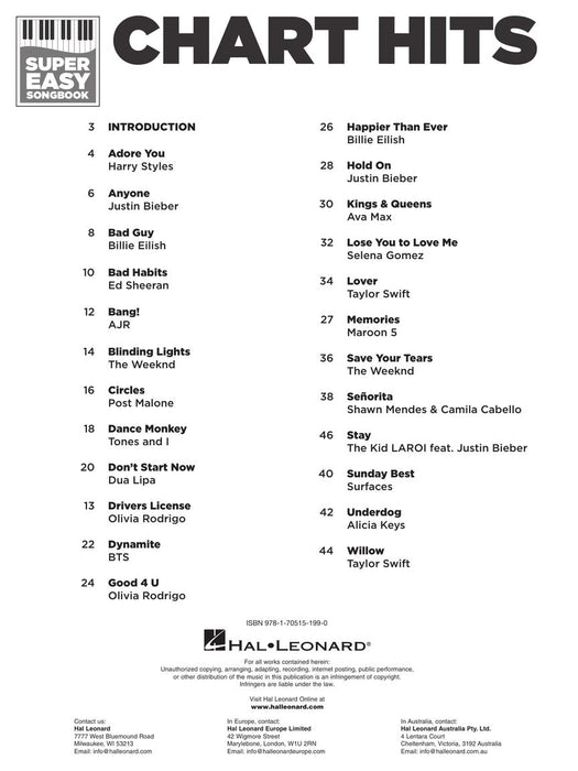 Chart Hits - Super Easy Piano 鋼琴 | 小雅音樂 Hsiaoya Music