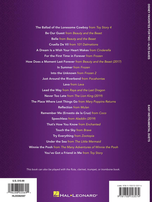 Disney Favorites for Two Easy Instrumental Duets - Alto Sax Edition 中音薩氏管 二重奏 | 小雅音樂 Hsiaoya Music