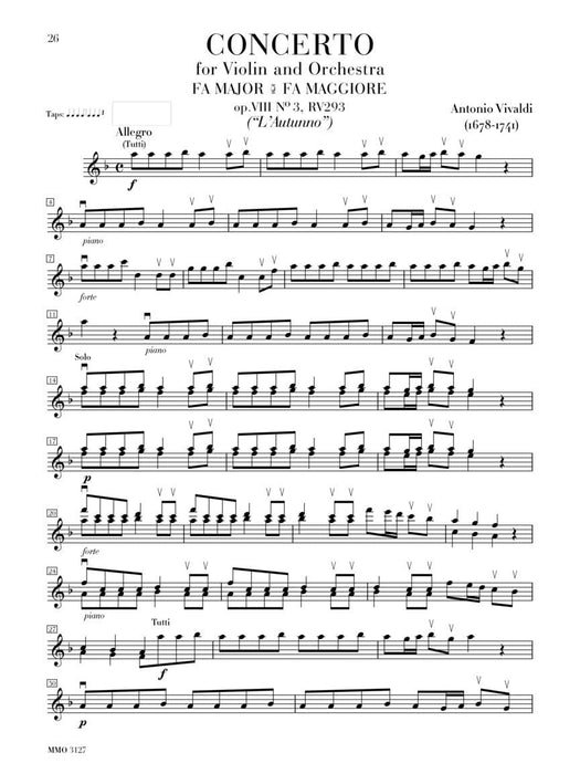 Vivaldi - Le Quattre Stagioni (The Four Seasons) for Violin and Orchestra Music Minus One Violin 韋瓦第 四季 小提琴 管弦樂團 小提琴 | 小雅音樂 Hsiaoya Music