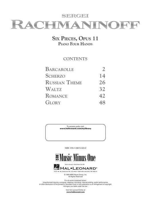 Rachmaninov - Six Pieces, Opus 11 Music Minus One Piano 拉赫瑪尼諾夫 小品 作品 鋼琴 | 小雅音樂 Hsiaoya Music