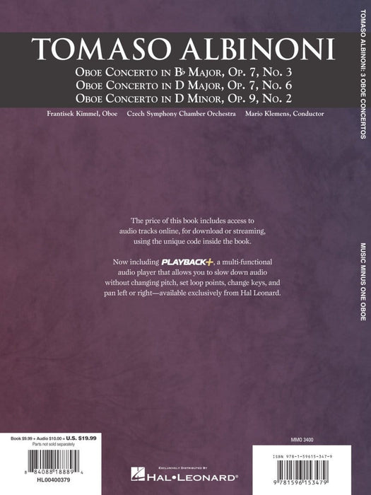 Albinoni - Oboe Concerti B-flat, Op. 7 No. 3; D Major, Op. 7, No. 6; D Minor, Op. 9, No. 2 Music Minus One Oboe 阿比諾尼 雙簧管 雙簧管 | 小雅音樂 Hsiaoya Music