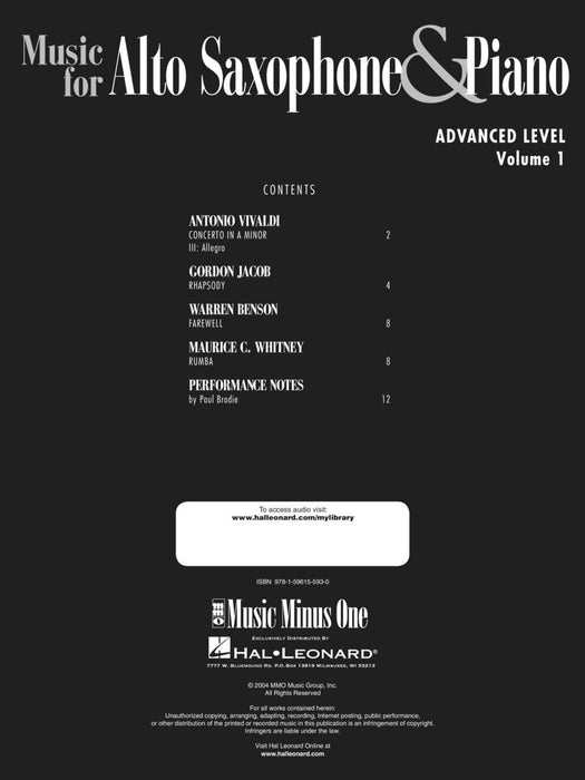 Advanced Alto Sax Solos - Volume 1 Music Minus One Alto Saxophone 中音薩氏管獨奏 中音薩氏管 | 小雅音樂 Hsiaoya Music