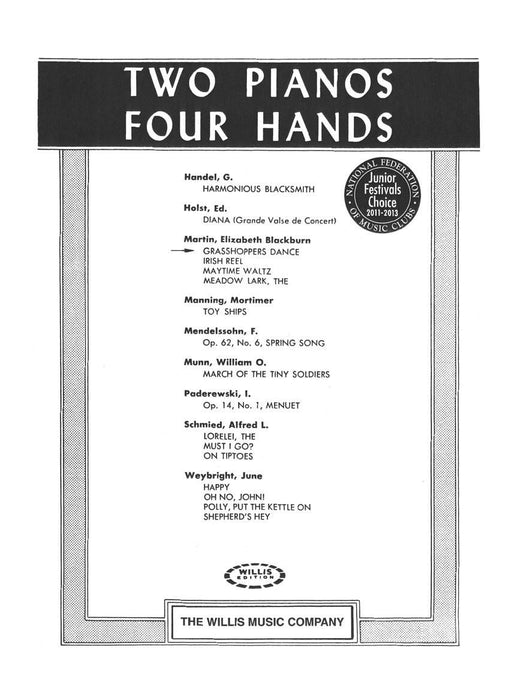 Grasshopper's Dance National Federation of Music Clubs 2020-2024 Selection 2 Pianos, 4 Hands/Early Elementary Level 舞曲 鋼琴 | 小雅音樂 Hsiaoya Music