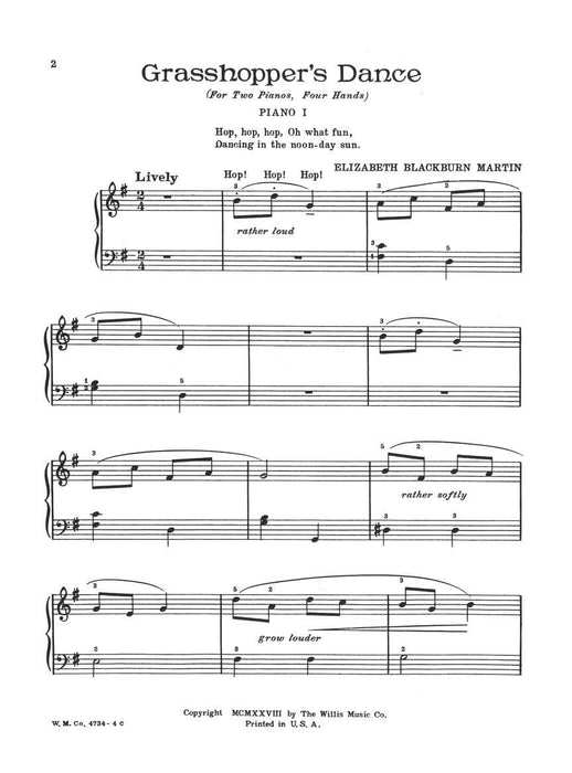 Grasshopper's Dance National Federation of Music Clubs 2020-2024 Selection 2 Pianos, 4 Hands/Early Elementary Level 舞曲 鋼琴 | 小雅音樂 Hsiaoya Music