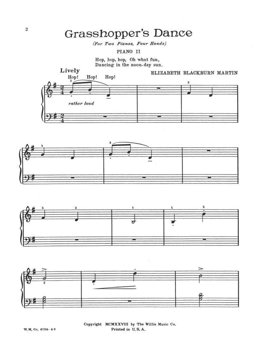 Grasshopper's Dance National Federation of Music Clubs 2020-2024 Selection 2 Pianos, 4 Hands/Early Elementary Level 舞曲 鋼琴 | 小雅音樂 Hsiaoya Music