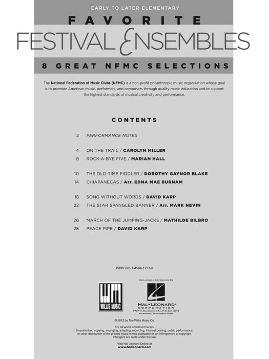 Favorite Festival Ensembles - 8 Great NFMC Selections National Federation of Music Clubs 2014-2016 Selection Early to Later Elementary Level | 小雅音樂 Hsiaoya Music