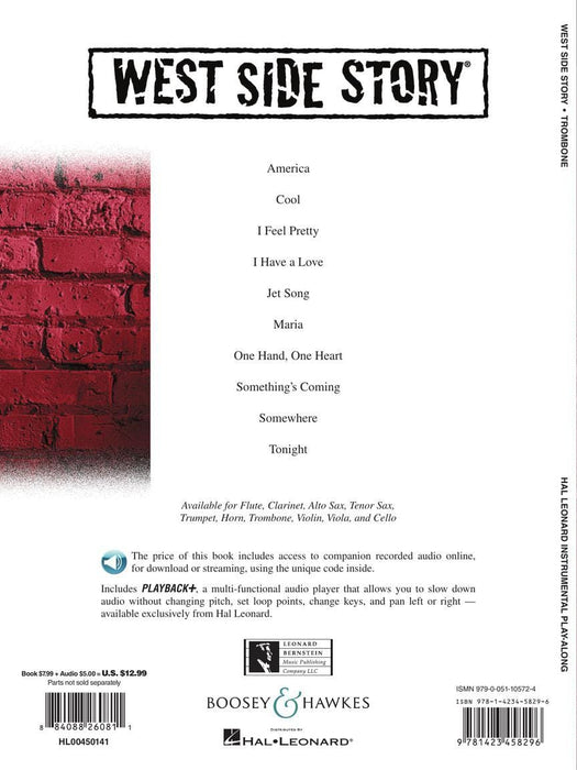 West Side Story for Trombone Instrumental Play-Along Book/Online Audio 伯恩斯坦雷歐納德 西城故事 長號 | 小雅音樂 Hsiaoya Music