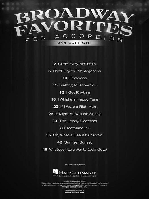 Broadway Favorites for Accordion - 2nd Edition 百老匯 | 小雅音樂 Hsiaoya Music