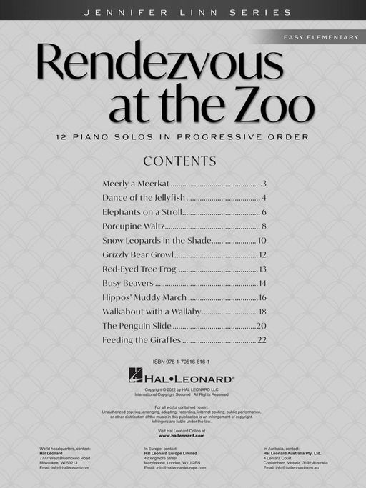Rendezvous at the Zoo - 12 Piano Solos in Progressive Order Jennifer Linn Series Easy Elementary Solos 鋼琴 | 小雅音樂 Hsiaoya Music
