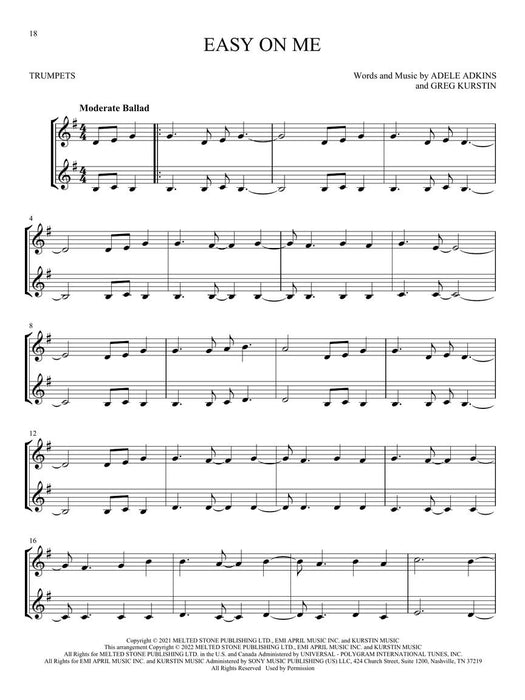 Chart Hits for Two Easy Instrumental Duets for Two - Trumpet Edition 小號 二重奏 | 小雅音樂 Hsiaoya Music