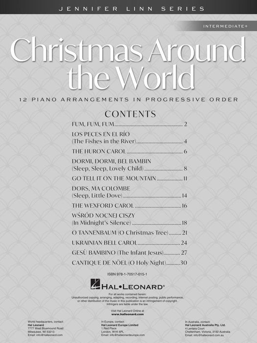 Christmas Around the World 12 Intermediate Piano Arrangements in Progressive Order Jennifer Linn Series 鋼琴 改編 | 小雅音樂 Hsiaoya Music