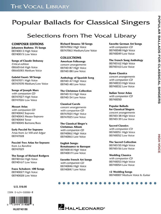 Popular Ballads for Classical Singers The Vocal Library High Voice 敘事曲 古典 高音 | 小雅音樂 Hsiaoya Music