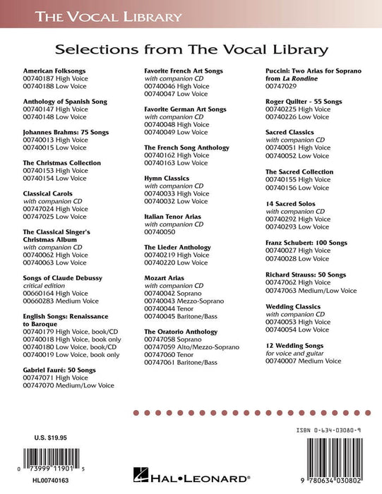 The French Song Anthology The Vocal Library Low Voice 低音 | 小雅音樂 Hsiaoya Music