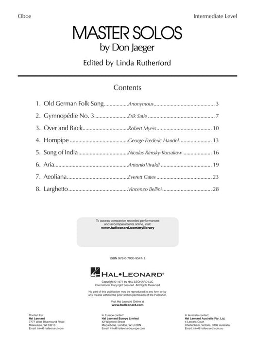 Master Solos: Intermediate Level - Oboe Book/Online Audio 獨奏 雙簧管 | 小雅音樂 Hsiaoya Music