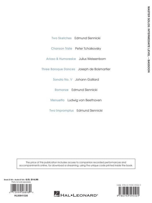 Master Solos Intermediate Level - Bassoon Book with Online Audio 獨奏 低音管 | 小雅音樂 Hsiaoya Music