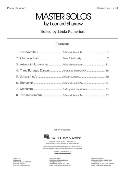 Master Solos Intermediate Level - Bassoon Book with Online Audio 獨奏 低音管 | 小雅音樂 Hsiaoya Music