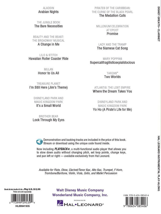 Disney Greats for Clarinet Instrumental Play-Along Pack 豎笛 | 小雅音樂 Hsiaoya Music