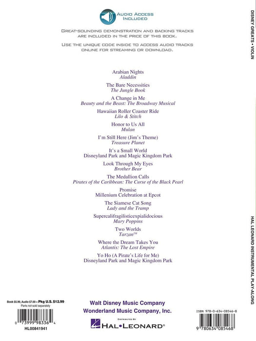 Disney Greats for Violin Instrumental Play-Along Pack 小提琴 | 小雅音樂 Hsiaoya Music