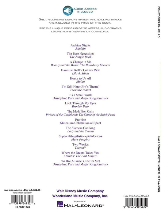 Disney Greats for Cello Instrumental Play-Along Pack 大提琴 | 小雅音樂 Hsiaoya Music