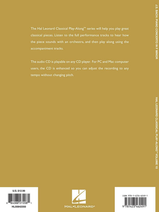 Piano Concerto in F Minor, BWV 1056 Classical Play-Along Volume 10 鋼琴協奏曲 古典 | 小雅音樂 Hsiaoya Music