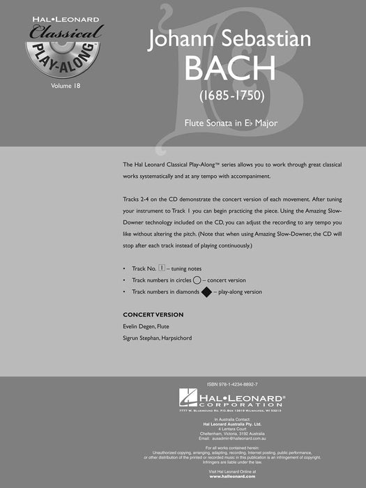 Flute Sonata in E-flat Major, BWV 1031 Classical Play-Along Volume 18 巴赫約翰‧瑟巴斯提安 長笛 奏鳴曲 古典 | 小雅音樂 Hsiaoya Music