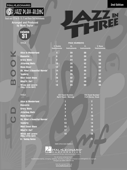 Jazz in Three - Second Edition Jazz Play-Along Volume 31 爵士音樂 爵士音樂 | 小雅音樂 Hsiaoya Music