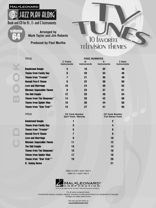 TV Tunes Jazz Play-Along Volume 64 爵士音樂 | 小雅音樂 Hsiaoya Music